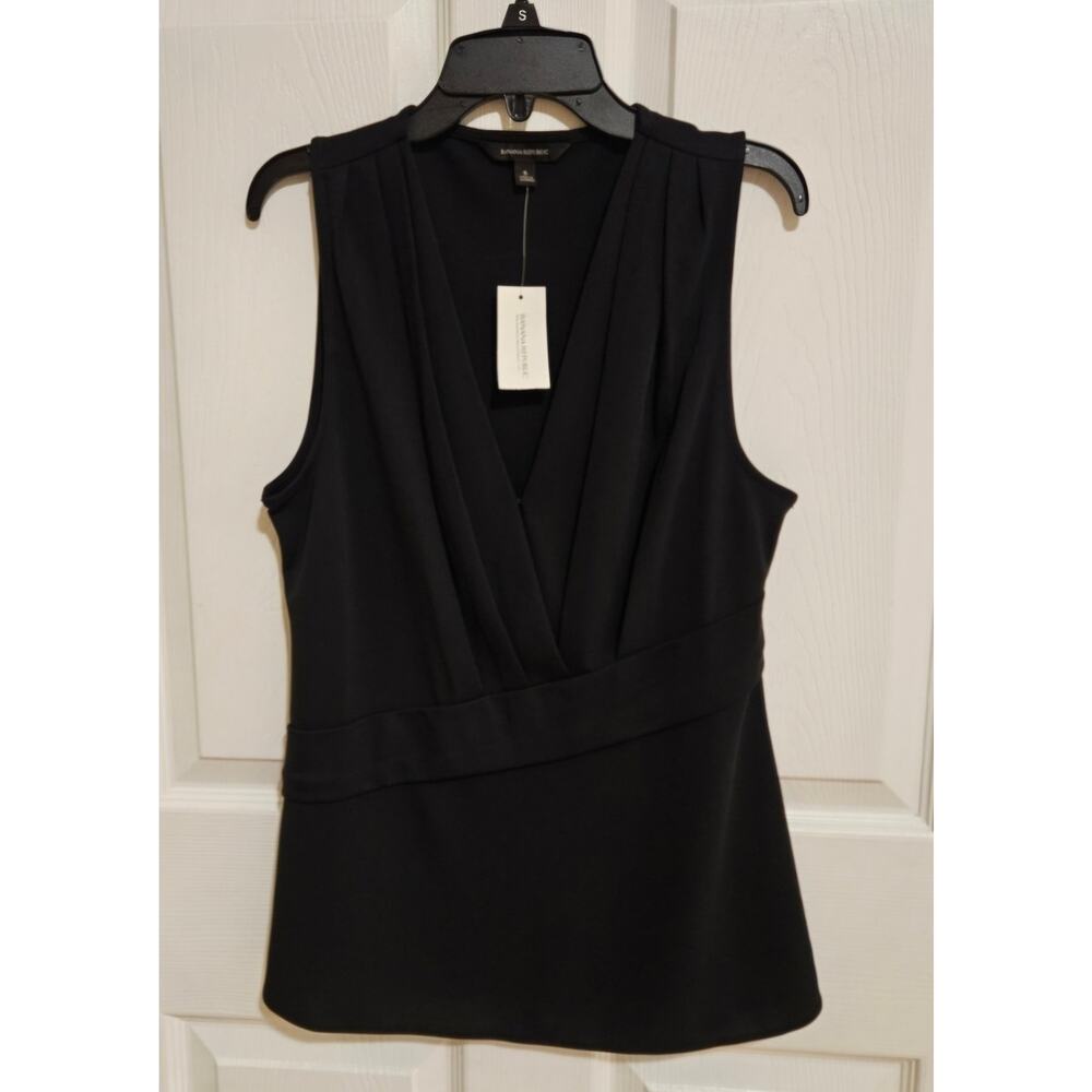 Banana Republic Factory Black Faux Wrap Blouse NWT Size Small
